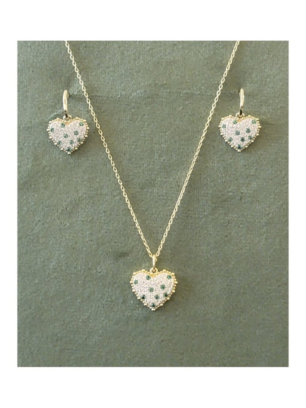 LEONIDS 14K Gold Plated 925 Silver CZ Heart Set Necklace Earrings NWT